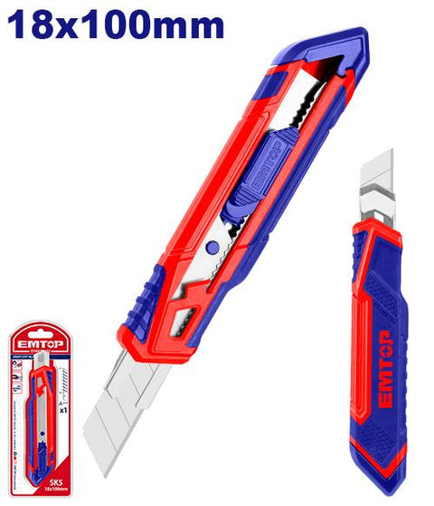 Exacto retractil con pulsador plano – EMTOP ESNK18102