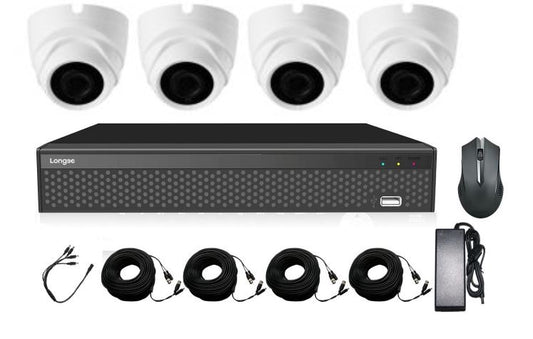 Kit de Seguridad: DVR 4CH + 4 Cámaras domo 5MP – KT-LIRDLAAD Longse