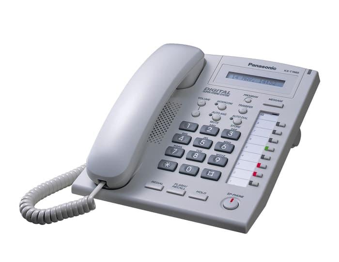 Teléfono digital Panasonic con pantalla LCD, 8 teclas flexibles, altavoz, entrada para diadema, en color blanco – KX-T7665 Panasonic