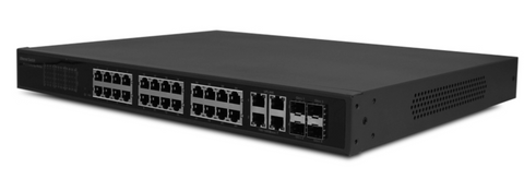 Switch Administrable de 24 puertos POE 10/100M, 4 puertos gigabit uplink y 4 puertos de fibra – LS-RT2418 Longse