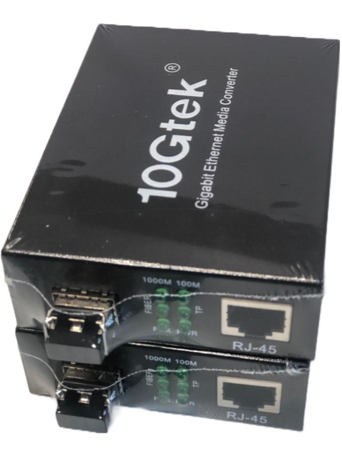 Kit con dos convertidores de medios de fibra óptica con módulo transceptor SFP 1.25Gbps, 550m – 10Gtek G0101-SFP(Kit 1#)