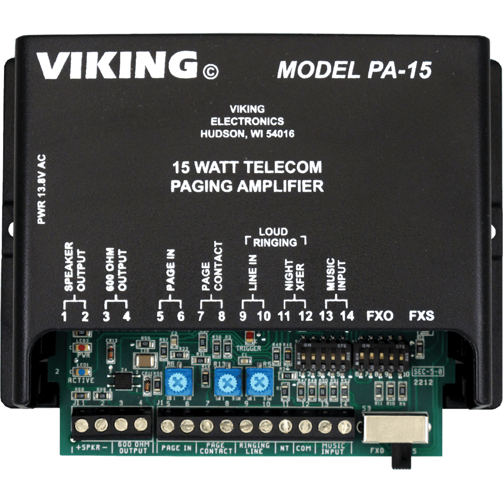 Módulo amplificador de voceo, generador de timbrado fuerte y música de fondo – PA-15 Viking