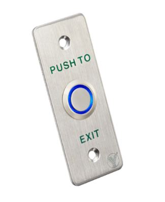 Botón de salida delgado, empotrable, platina en acero inoxidable, contactos NO/NC/COM, aro iluminado – PBK-814A(LED) YLI