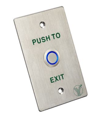 Botón de salida empotrable, acero inoxidable, tamaño 2x4, contactos NO/NC/COM, aro iluminado – PBK-814D(LED) YLI