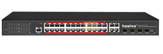 Switch administrable de 24 puertos Full Gigabit BT PoE + 4 GE Combo uplink, 400W, 802.3bt – S5800WP-24G-4TC-BT hasivo