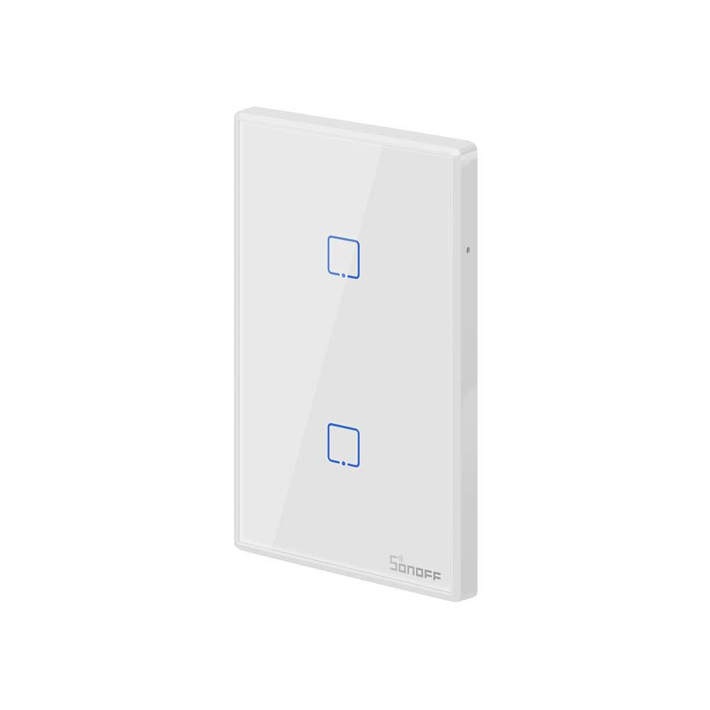 Interruptor táctil de pared controlado por Wi-Fi, 2 pulsadores – T0US2C Sonoff