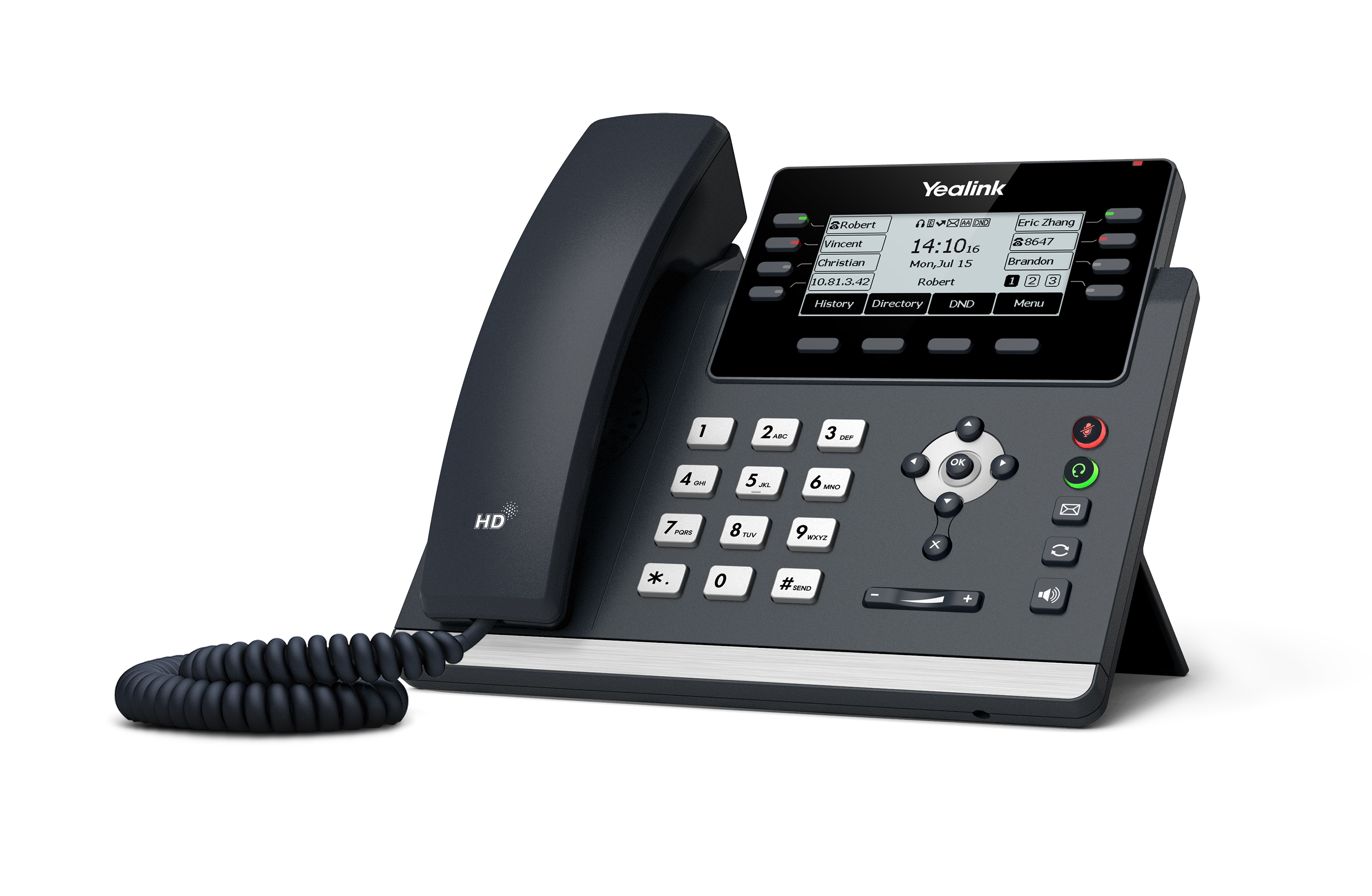 Teléfono IP Yealink SIP-T43U con 12 cuentas SIP, 2 puertos Gigabit, PoE, audio HD