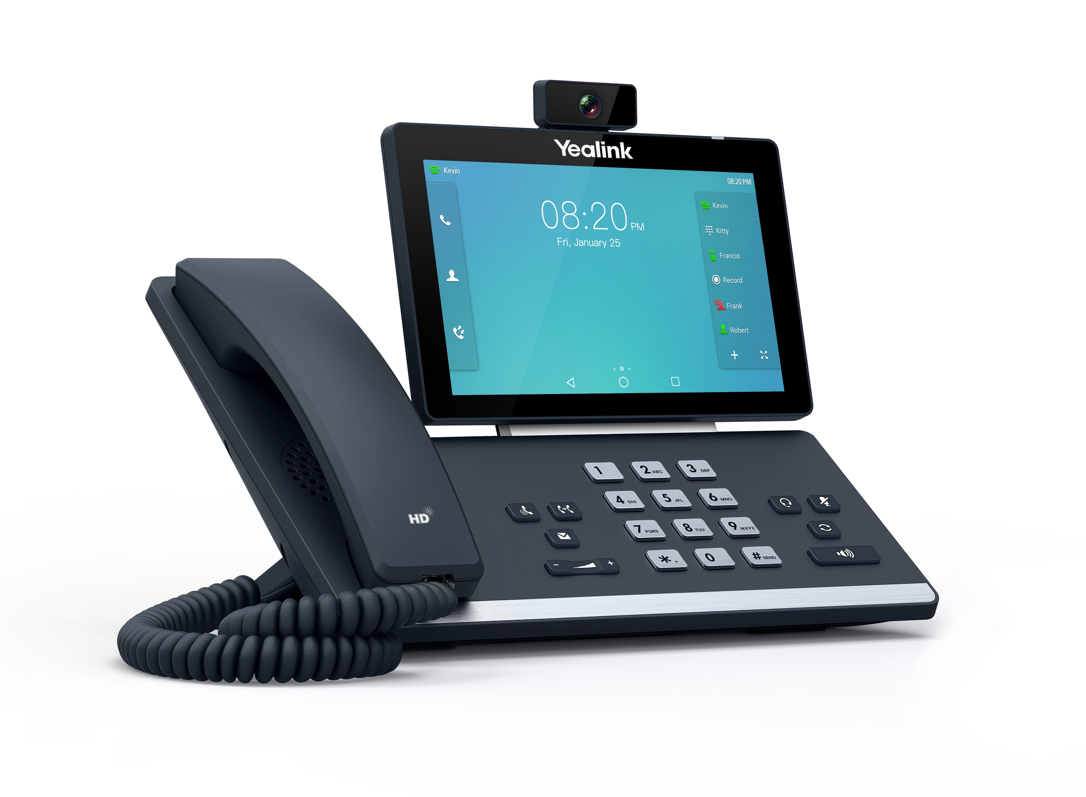 Teléfono IP Wi-Fi Yealink SIP-T58A con cámara para Video llamadas, 16 cuentas SIP, pantalla táctil de 7”, 2 puertos Gigabit, PoE, Bluetooth, audio HD