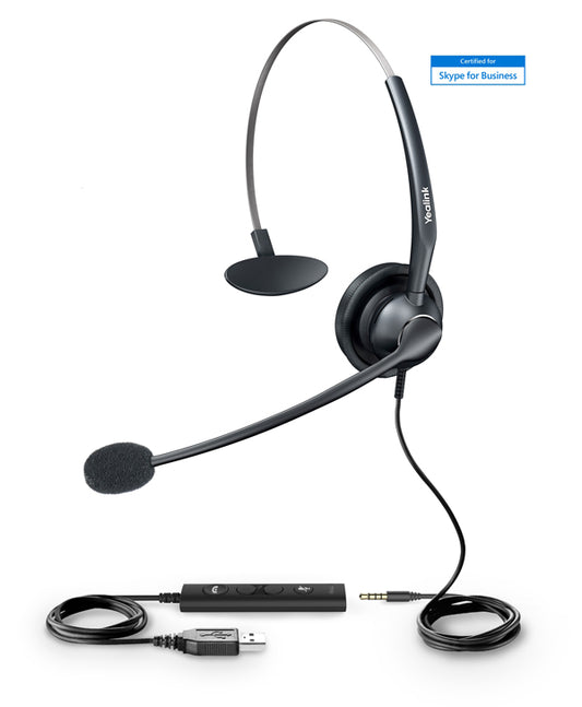 Diadema Profesional con micrófono Yealink UH33, conexión por puerto USB ó plug de 3.5mm