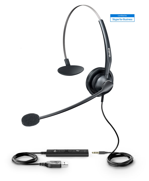 Diadema Profesional con micrófono Yealink UH33, conexión por puerto USB ó plug de 3.5mm