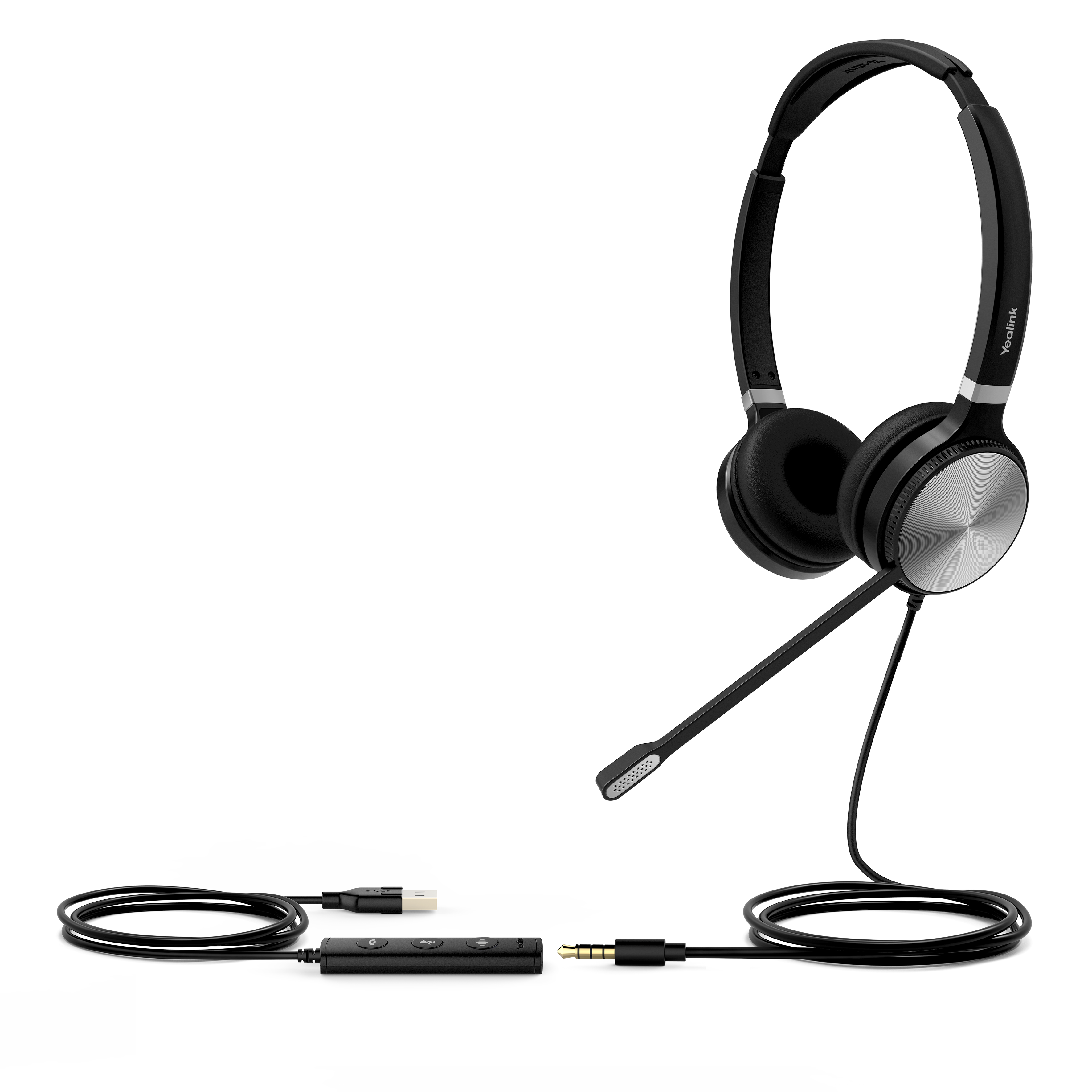 Diadema Profesional con micrófono Yealink UH36, conexión por puerto USB ó plug de 3.5mm, Certificado para Microsoft Teams, Google Meet, Google Voice