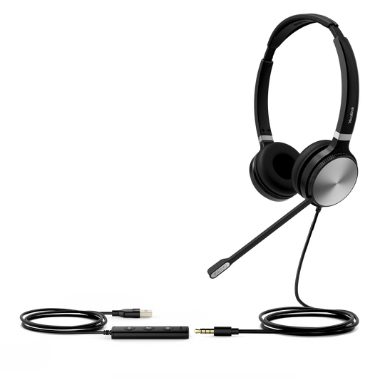 Diadema Profesional con micrófono Yealink UH36, conexión por puerto USB ó plug de 3.5mm, Certificado para Microsoft Teams, Google Meet, Google Voice