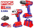 Combo atornillador de impacto y taladro inalámbrico 20V con baterías y cargador EMTOP ULCKL2006