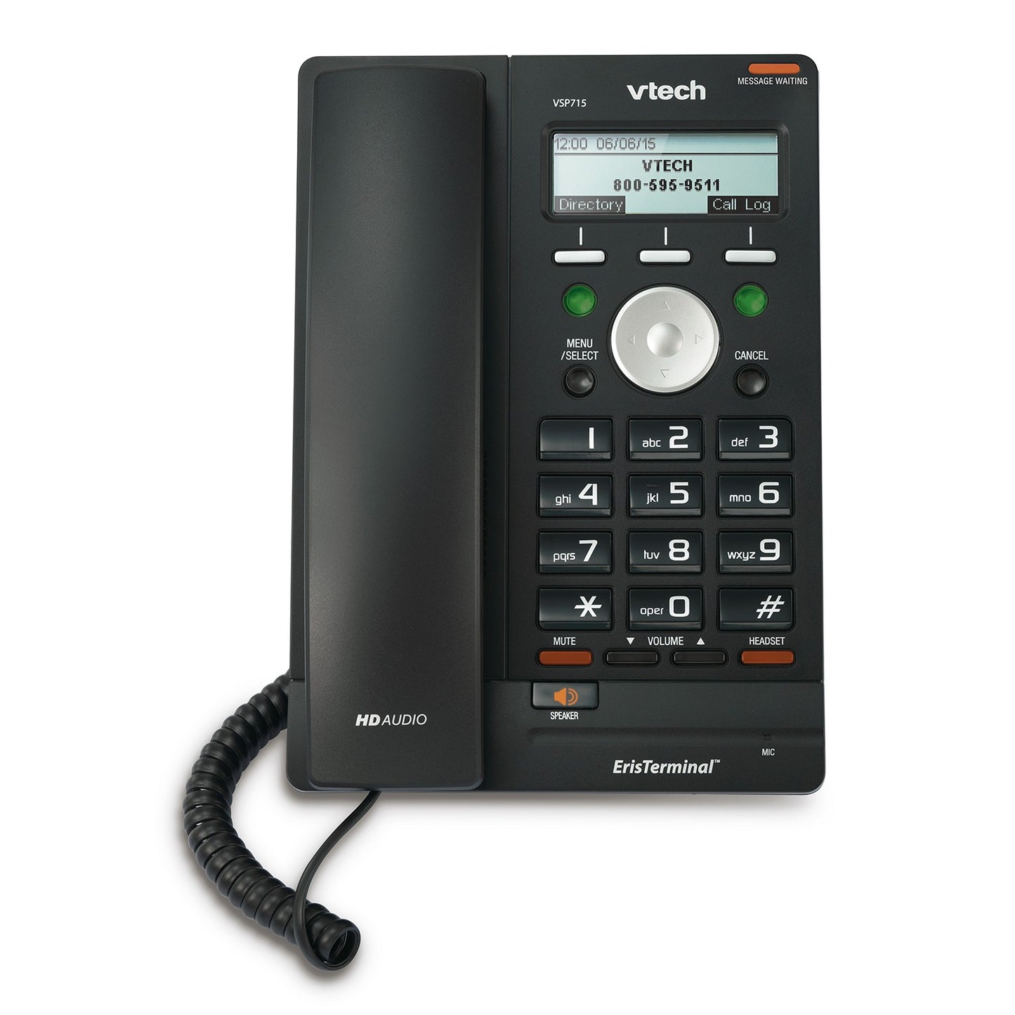 Teléfono IP de 2 cuentas SIP y 2 puertos 10/100 Mbps, soporta PoE, posee entrada de 2.5mm para diadema – VSP715 V-tech