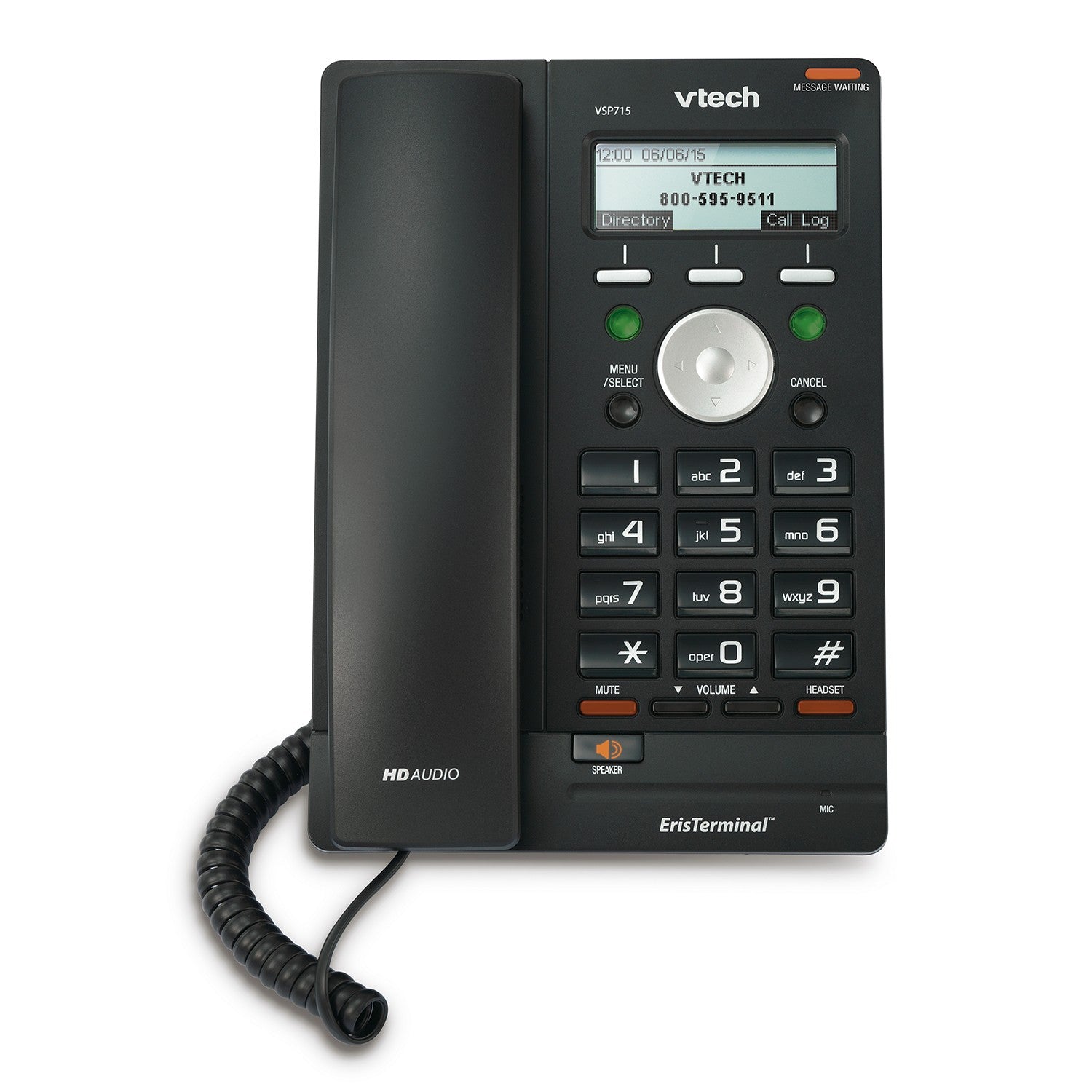 Teléfono IP de 2 cuentas SIP y 2 puertos 10/100 Mbps, soporta PoE, posee entrada de 2.5mm para diadema – VSP715 V-tech