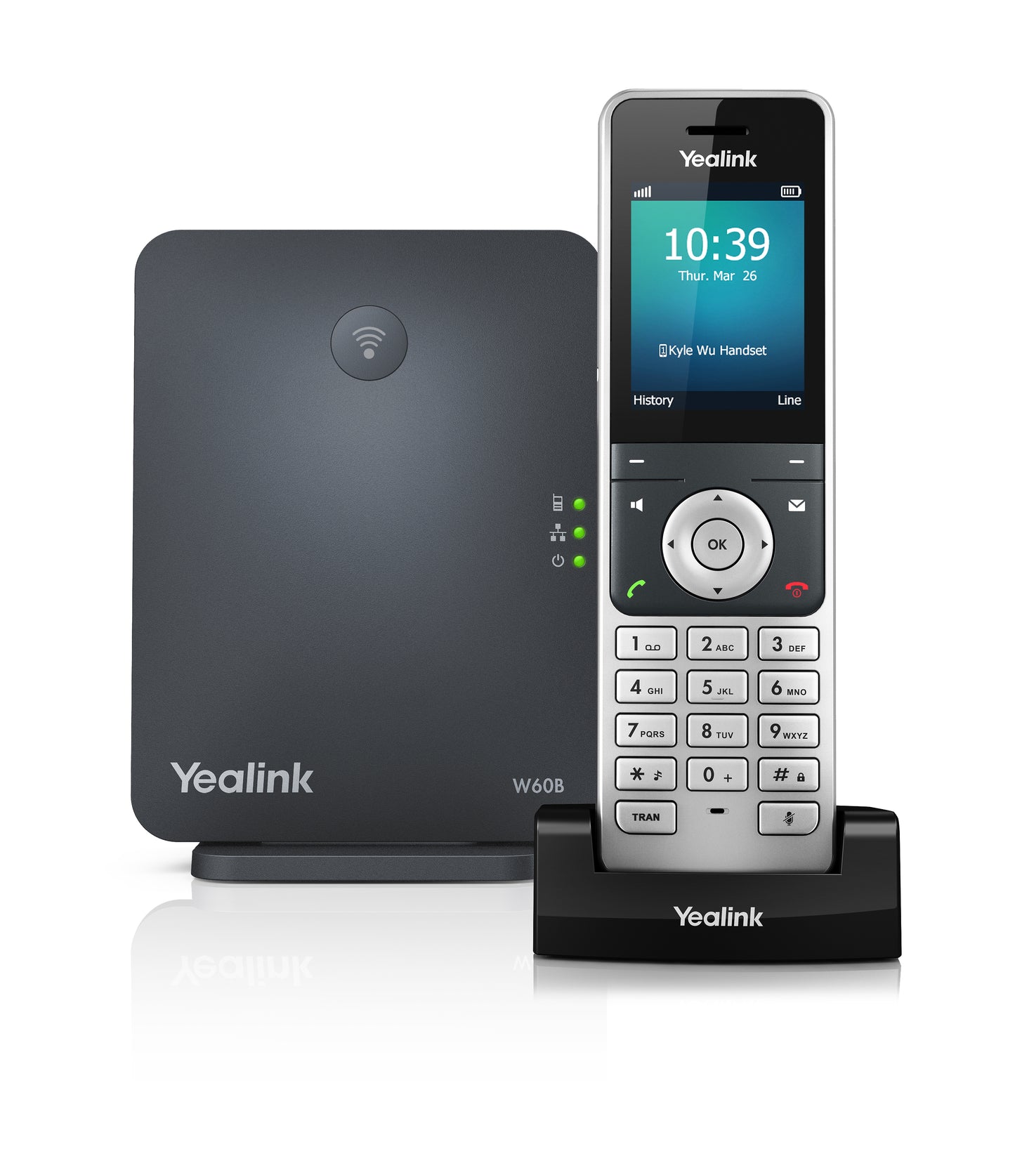 Teléfono IP DECT Inalámbrico Yealink W60P, tráfico pesado de llamadas, hasta 8 cuentas SIP