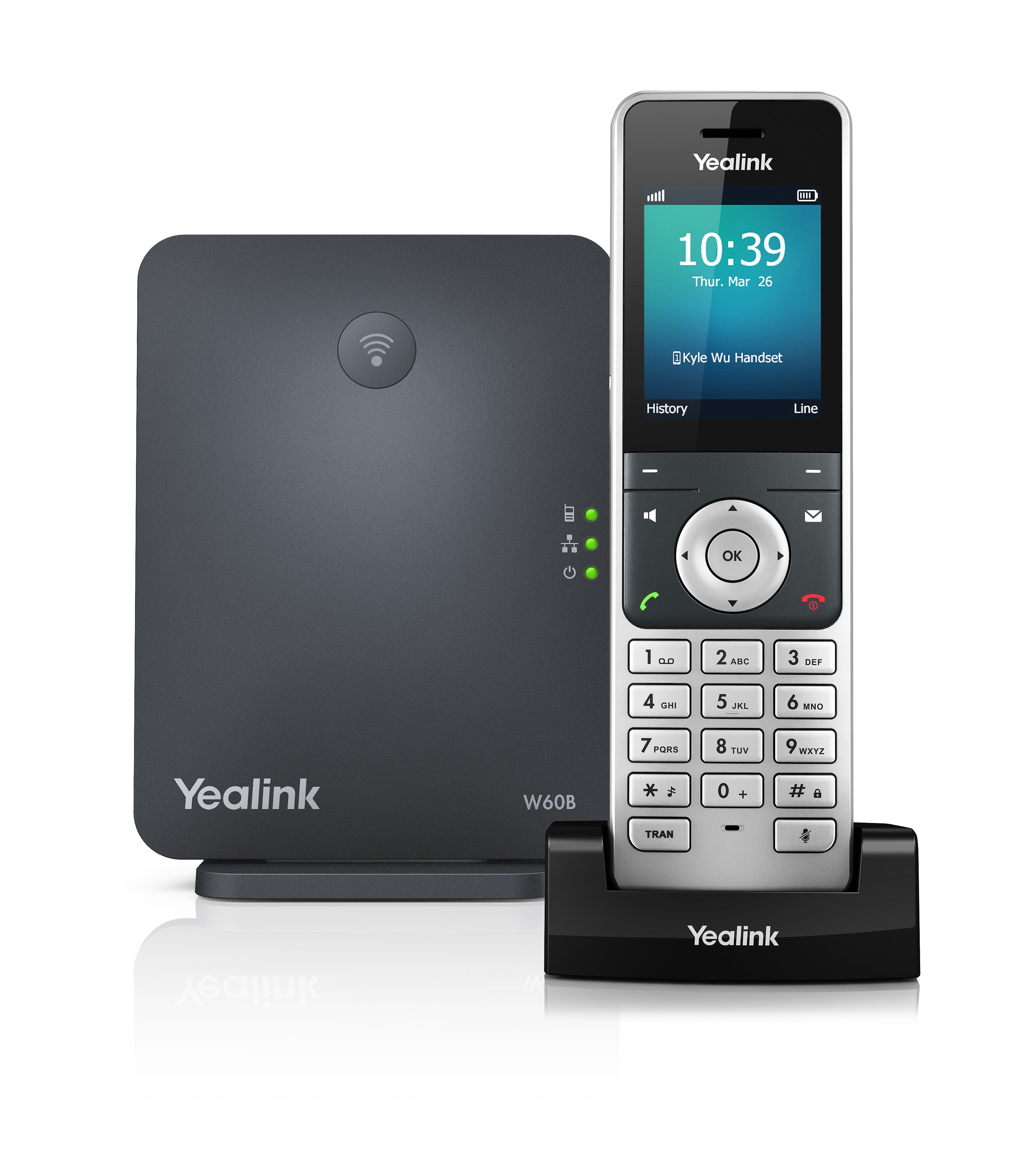 Teléfono IP DECT Inalámbrico Yealink W60P, tráfico pesado de llamadas, hasta 8 cuentas SIP