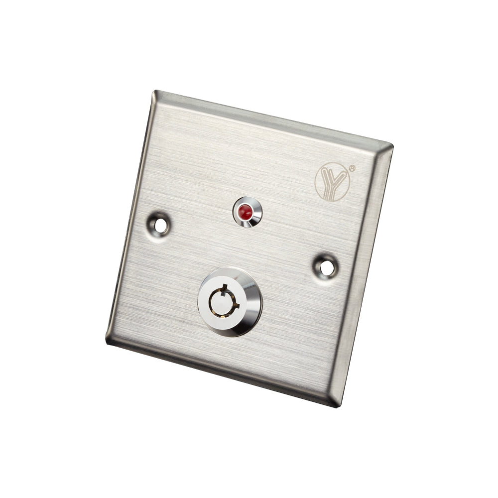 Botón de salida con interruptor de llave tubular, luz LED, placa de acero inoxidable, resistente al agua – YKS-701L