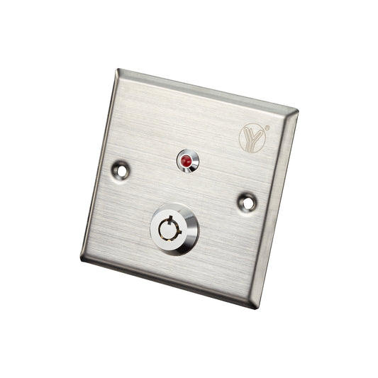 Botón de salida con interruptor de llave tubular, luz LED, placa de acero inoxidable, resistente al agua – YKS-701L