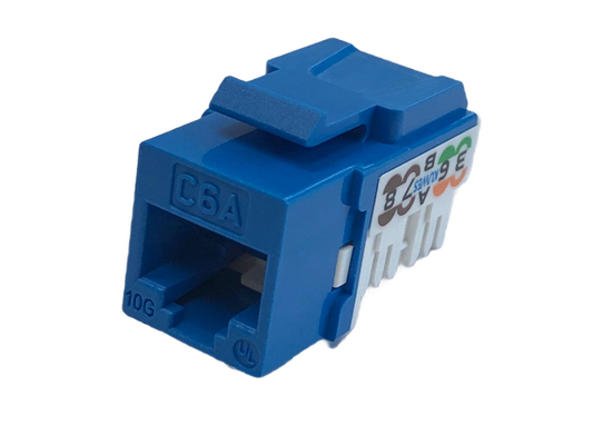 Keystone Jack modular CAT6A azul súper delgado para redes de alto rendimiento – Kuwes AKL-28-2621-6AD/BL