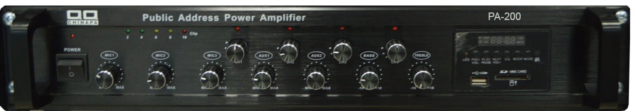 Amplificador de PA de 200W PA-200 USB SD FM BT rack ó sobremesa - LA CASA DEL TELEFONO