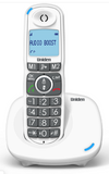 Teléfono inalámbrico en color blanco con amplificador de voz y teclas grandes – AT4104WH Uniden