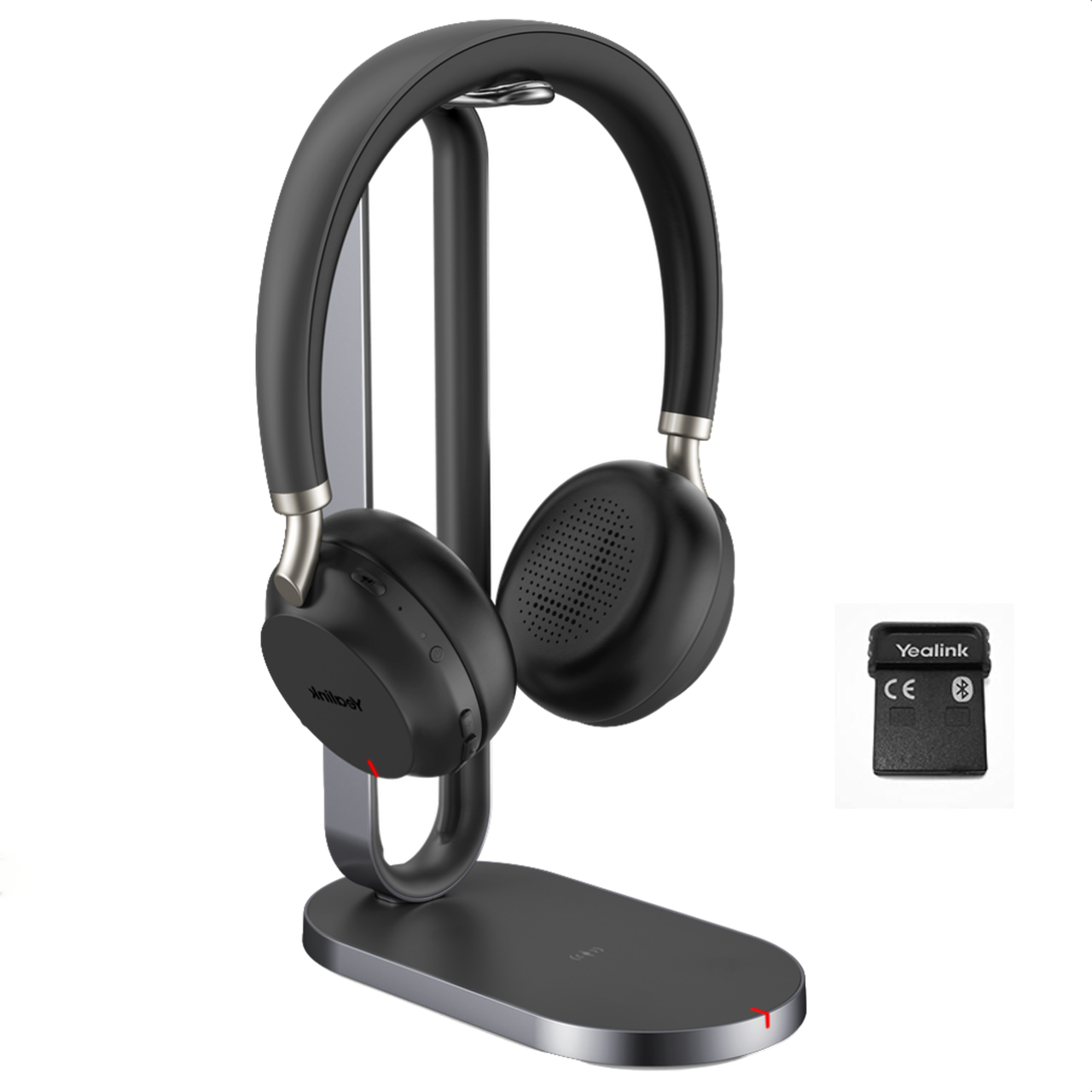 Diadema biaural profesional BHC76 inalámbrica por Bluetooth, incluye cargador inalámbrico BHC76, dongle USB-A, certificado para microsoft Teams - Yealink BH72