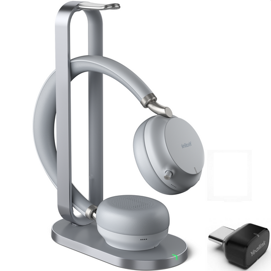 Diadema biaural profesional BHC76 inalámbrica por Bluetooth, incluye cargador inalámbrico BHC76, dongle USB-C, certificado para microsoft Teams - Yealink BH72