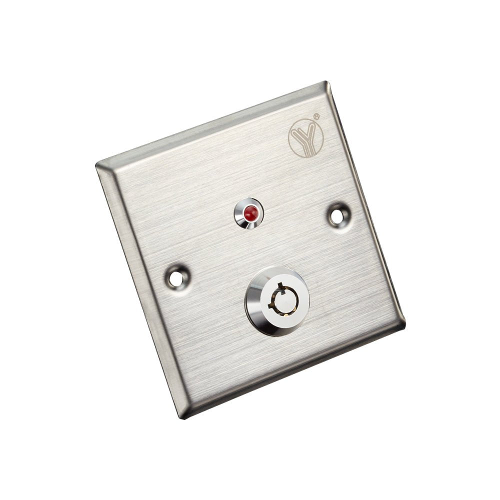 Botón de salida con interruptor de llave tubular, luz LED, placa de acero inoxidable, resistente al agua - YKS-850LS - LA CASA DEL TELEFONO