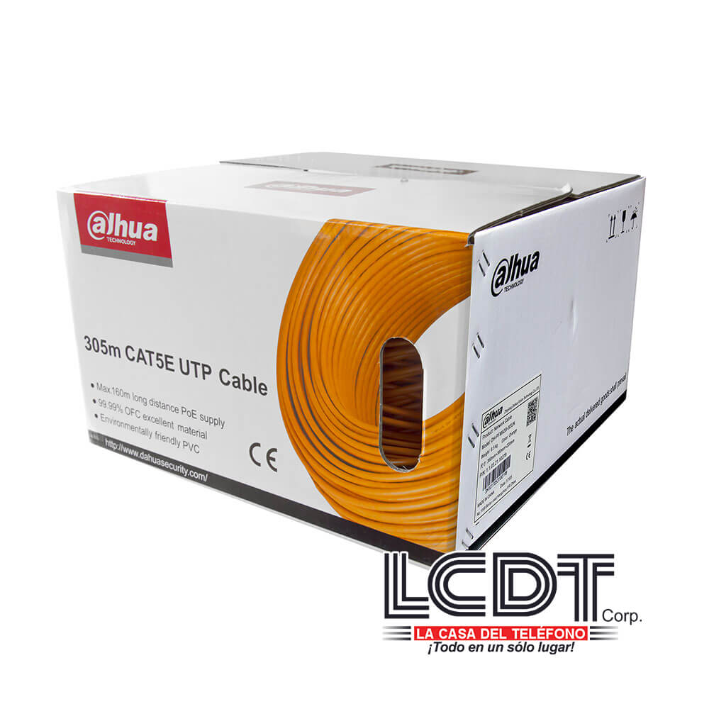 Cable CAT5e UTP Naranja, 100% cobre, 99.99% OFC, 1000 pies - LA CASA DEL TELEFONO