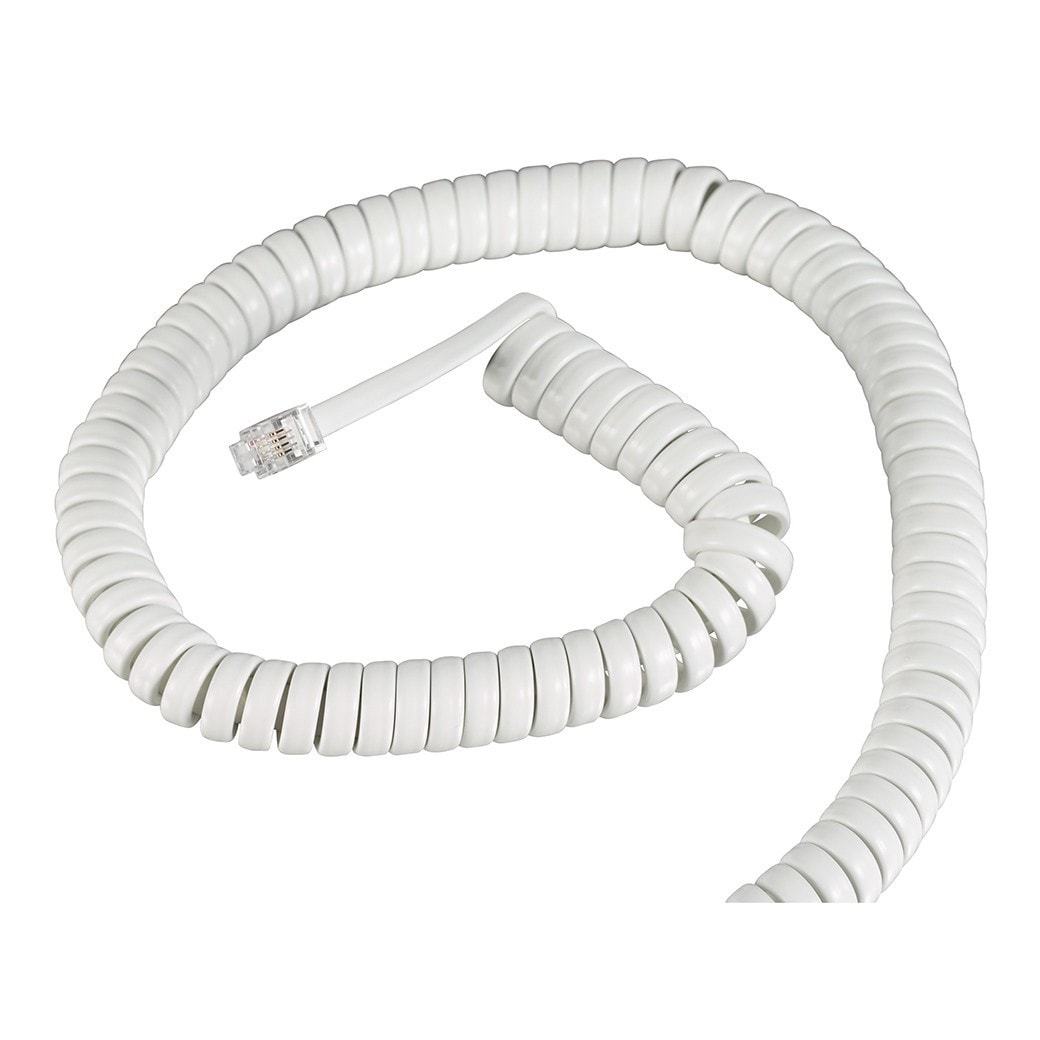 Cable en espiral para auricular color blanco, 15 pies de longitud – CALIDAD SUPERIOR – KXUS-052WH Kuwes - LA CASA DEL TELEFONO