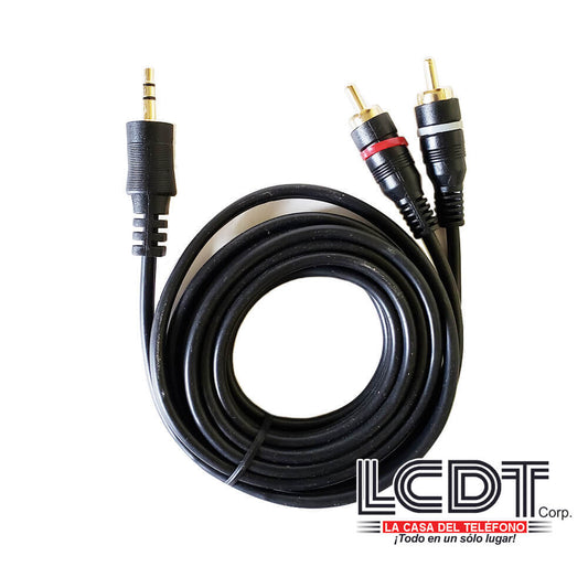 Cable PS-209 de 3.5mm estéreo macho a 2 RCA macho - LA CASA DEL TELEFONO