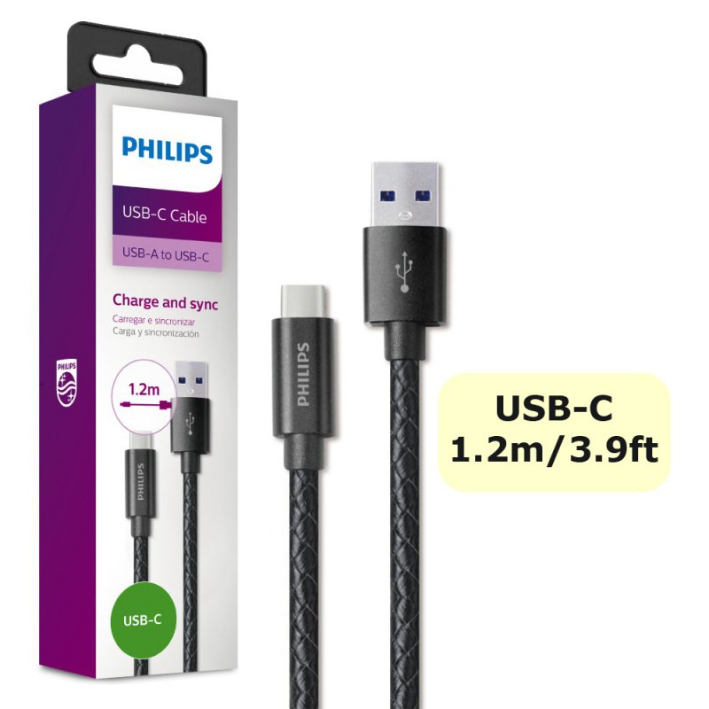 cable USB-A a USB-C Philips DLC2538B 1.2 metros