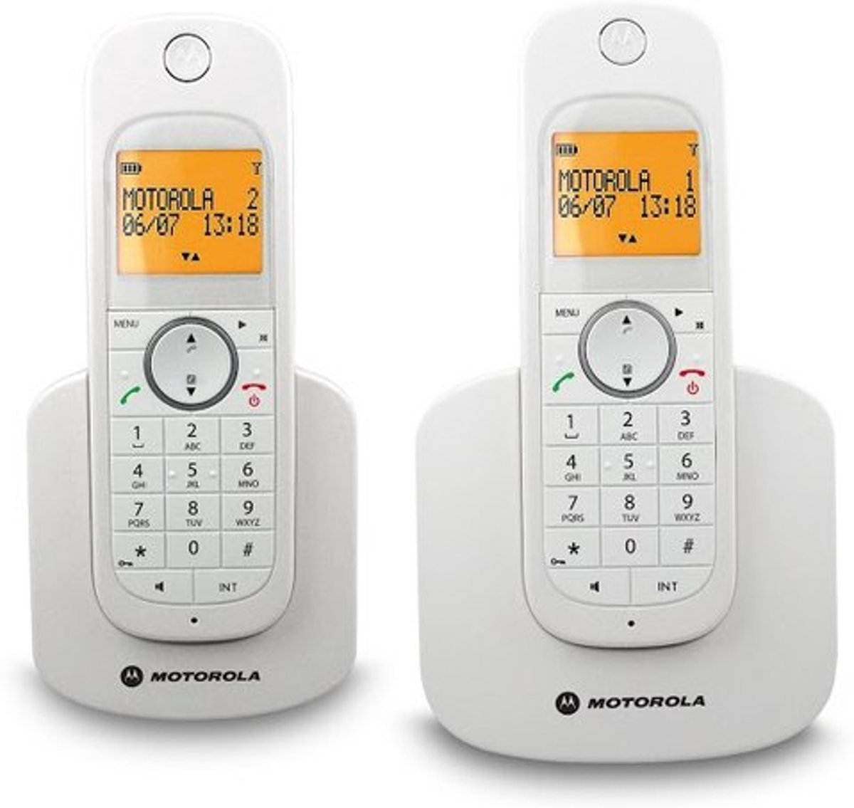 Combo de 2 teléfonos inalámbricos Motorola D1002WVN compactos, función de intercom, pantalla iluminada y altavoz - LA CASA DEL TELEFONO