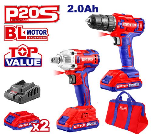 Combo Llave de impacto y taladro 20V baterías y cargador EMTOP ULCKL2007 - LA CASA DEL TELEFONO