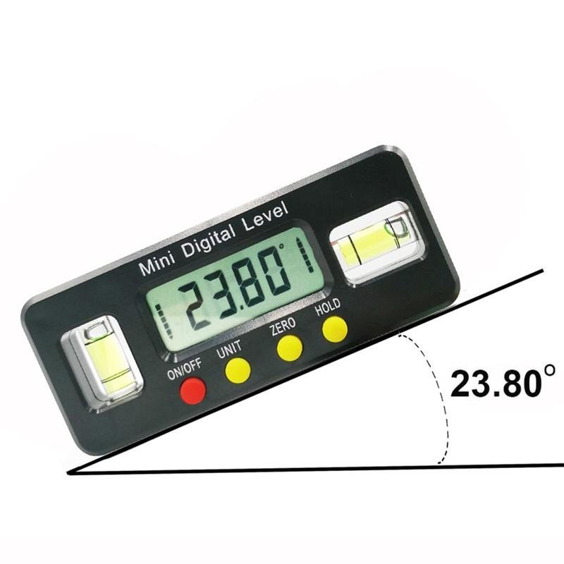 Compacto Inclinómetro digital con nivel de burbuja, pantalla LCD y base magnética - LA CASA DEL TELEFONO