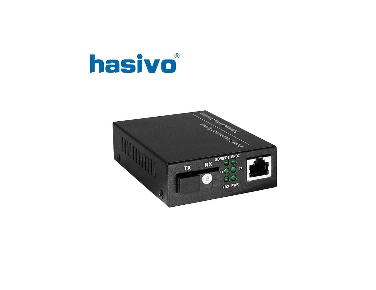 Convertidor de medios de fibra óptica, 1 puerto gigabit ethernet – POE108GM-B Hasivo - LA CASA DEL TELEFONO