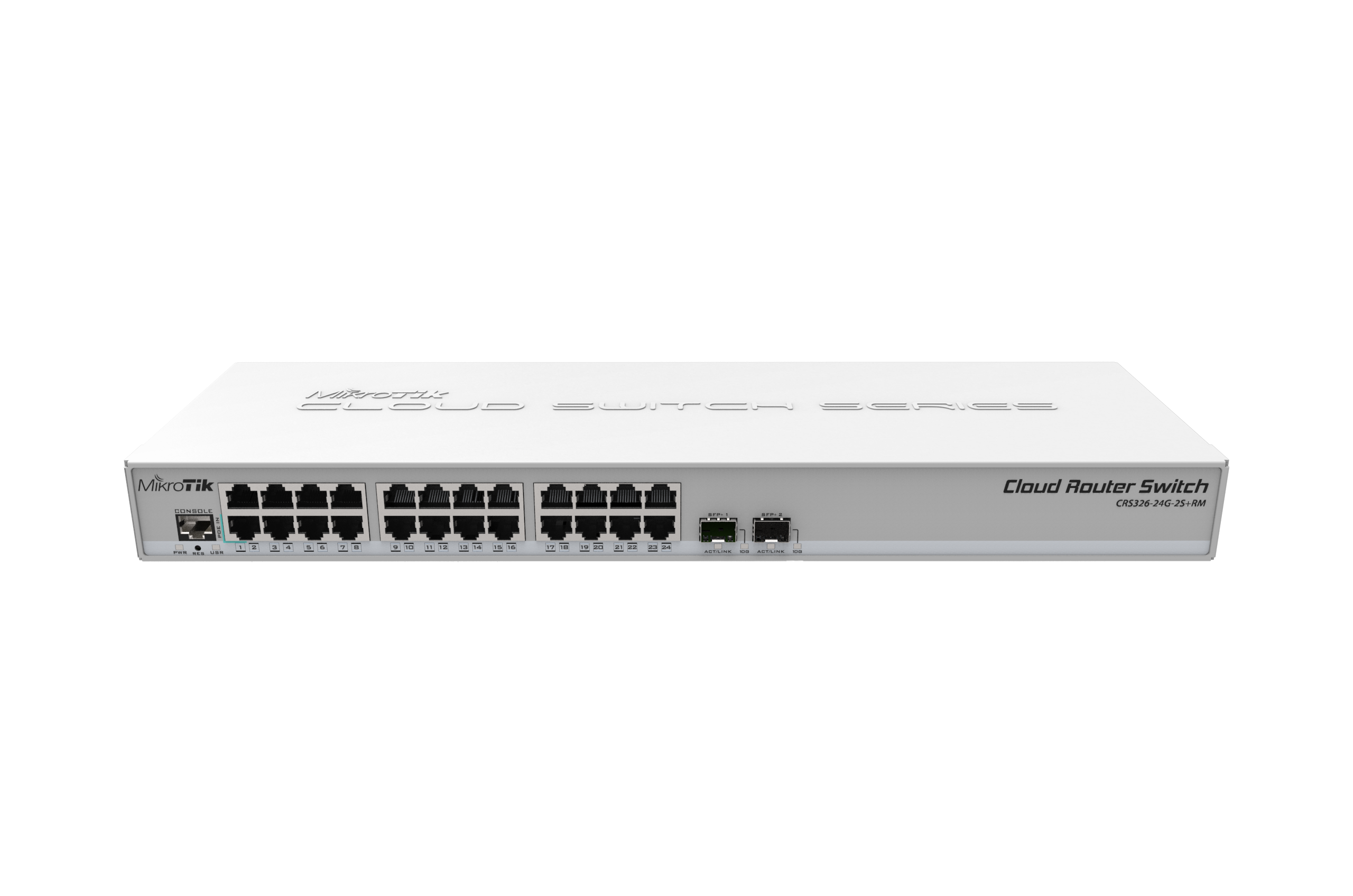 Poderoso Switch de 24 puertos gigabit y 2 puertos SFP+ – CRS326-24G-2S+RM Mikrotik