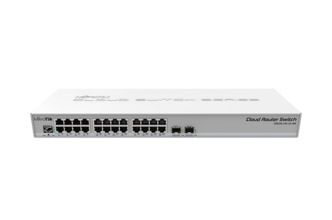 Poderoso Switch de 24 puertos gigabit y 2 puertos SFP+ – CRS326-24G-2S+RM Mikrotik