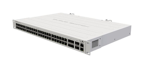 Poderoso Switch de 48 puertos gigabit, puertos SFP+ y QSFP+ para rápidas conexiones de fibra óptica y enlace con otros dispositivos – CRS354-48G-4S+2Q+RM Mikrotik