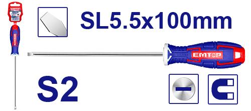 Destornillador plano SL5.5 100mm – EMTOP ESDRSL5402 - LA CASA DEL TELEFONO