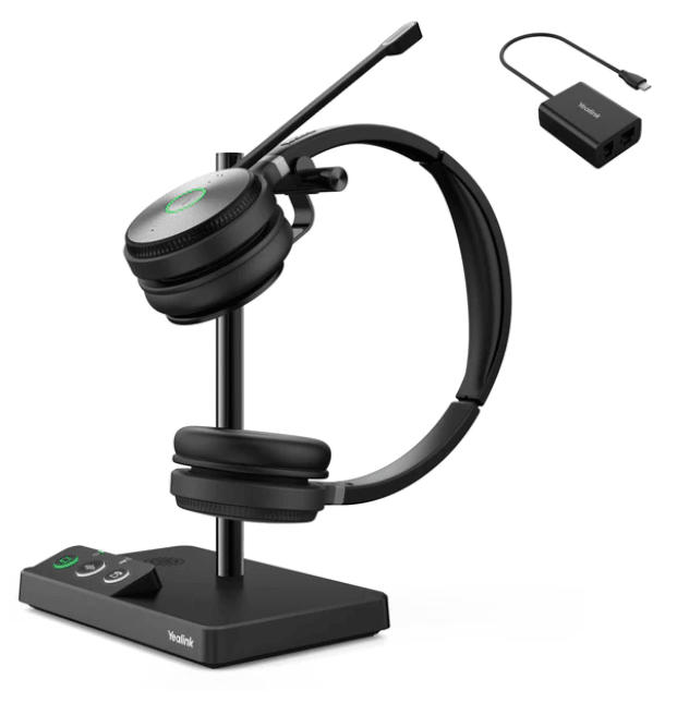 Diadema biaural inalámbrica profesional WHD622, incluye base WHB620 y adaptador inalámbrico EHS60 – Yealink WH62 Dual UC - LA CASA DEL TELEFONO