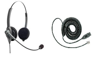 Diadema tipo bincha con 2 audífonos, conector RJ9 compatible con teléfono IP Cisco - LA CASA DEL TELEFONO