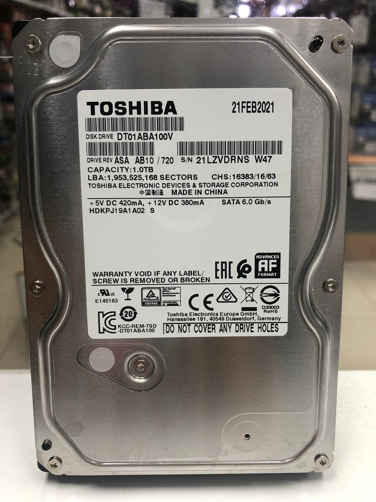 Disco duro Toshiba de 1TB para video vigilancia – DT01ABA100V - LA CASA DEL TELEFONO