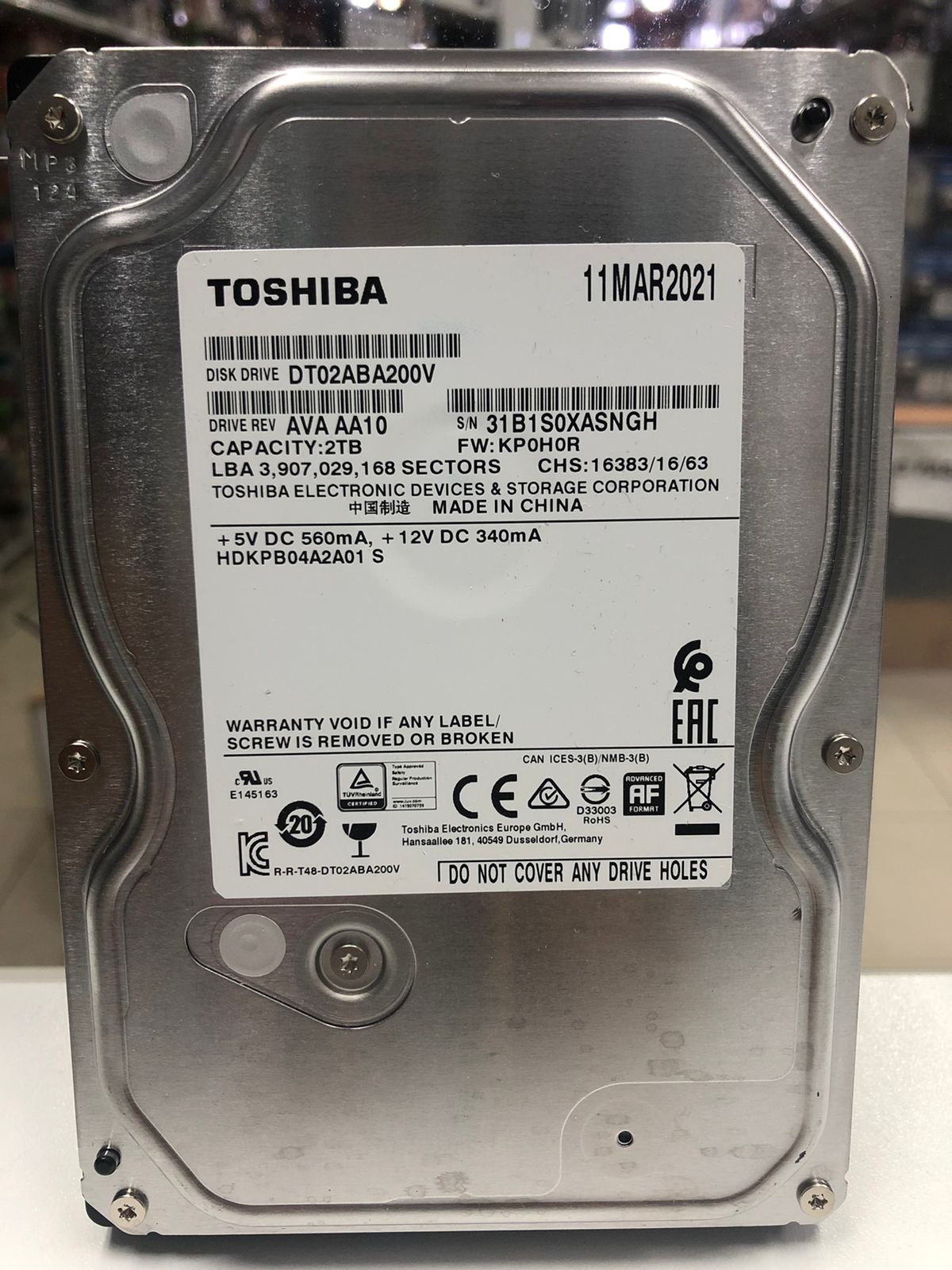 Disco duro Toshiba de 2TB para video vigilancia – DT02ABA200V - LA CASA DEL TELEFONO