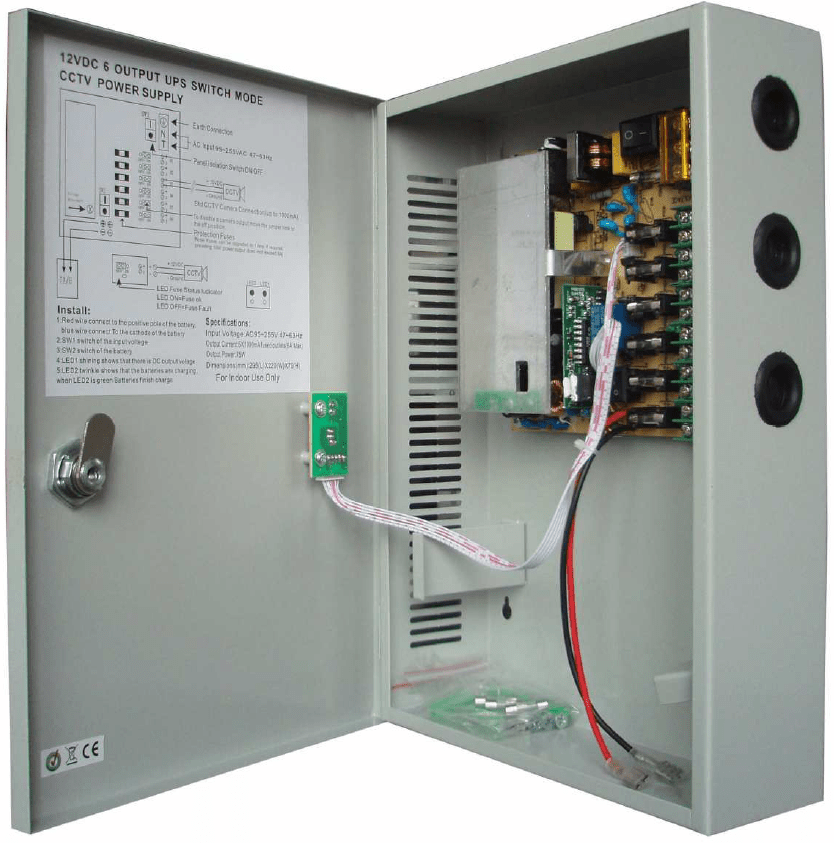 Fuente de poder tipo caja con respaldo de batería, 6CH y salida de 12Vdc 6A – CV-PSU1266B - LA CASA DEL TELEFONO