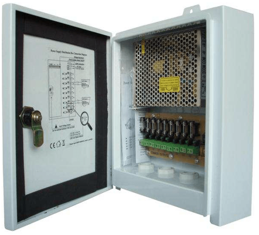 Fuente de poder tipo caja waterproof de 9CH y salida de 12Vdc 10A – CV-PSU1291W - LA CASA DEL TELEFONO