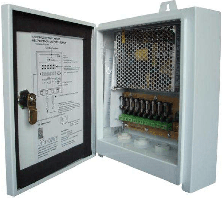 Fuente de poder tipo caja waterproof de 9CH y salida de 12Vdc 5A – CV-PSU1295W - LA CASA DEL TELEFONO