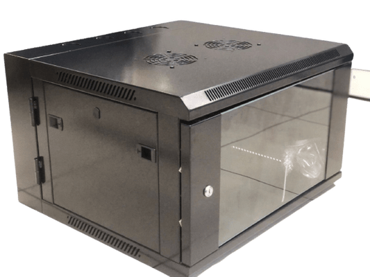 Gabinete de pared 600x550, abatible, capacidad de 6U, puerta de vidrio frontal con llave – LCDT NCW5-6-A-B - LA CASA DEL TELEFONO