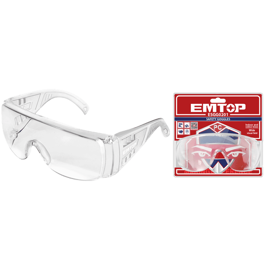 Gafas de seguridad con protección lateral, transparente - EMTOP ESGG0201 - LA CASA DEL TELEFONO